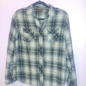 Bit & Bridle Button Down Flannel Shirt Size Med